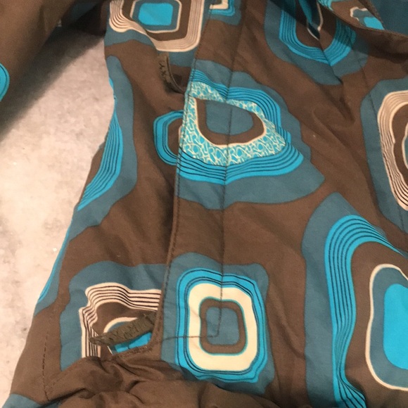 Roxy Jacket Womens XS Blue Brown Full Zip Hooded Coat Ski Snowboard Mod Hipster - Picture 7 of 10